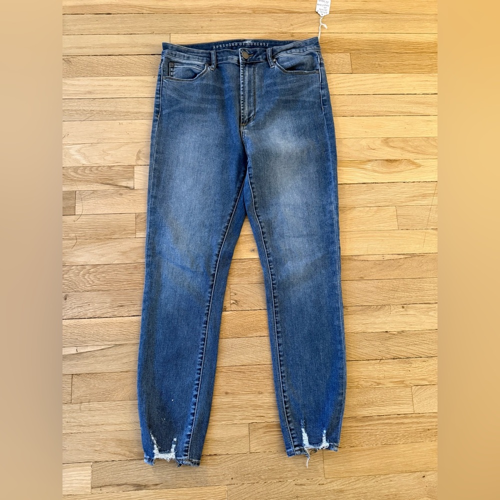 Articles of Society Blue Distressed Women's Boyfriend Jeans